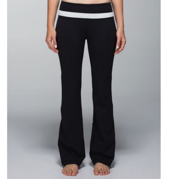 lululemon athletica Pants - Lululemon Groove Pant Full-On Luon Flared Leggings Yoga Mid High Waisted Rise
